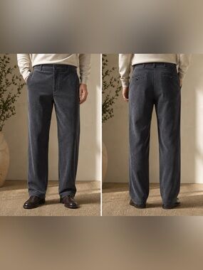 Vintage Y2K Saks Fifth Avenue Corduroy Pants Gray Straight Leg Men W33 Classic
